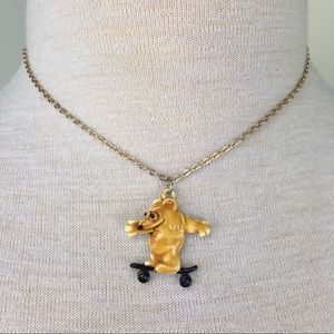 Vintage Park Lane Skateboarding Bear Necklace